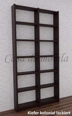 Massivholz Standregal schmaler Regal 92x197x21cm CONTRA Kiefer massiv Dunkelbraun kolonial von Casa de mobila Goslar Massivholz Standregal schmaler Regal 92x197x21cm CONTRA Kiefer massiv Dunkelbraun kolonial von Casa de mobila Goslar