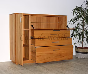 Echtholz Barschrank mit Schubladen TREVA 153x124x42cm Rotkernbuche natur geölt Wimmer Casa de Mobila Goslar