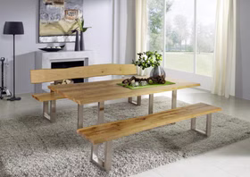 Sitzbank mit Baumkante und Metallbeine chrom edelstahl ZINGST 240x45x40cm Wildeiche massiv natur geölt Casa de mobila Goslar Sitzbank mit Baumkante und Metallbeine chrom edelstahl ZINGST 240x45x40cm Wildeiche massiv natur geölt Casa de mobila Goslar