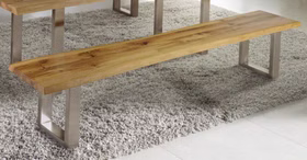 Holzbank mit Baumkante und Metallbeine chrom edelstahl ZINGST 240x45x40cm Wildeiche massiv natur geölt Casa de mobila Goslar Holzbank mit Baumkante und Metallbeine chrom edelstahl ZINGST 240x45x40cm Wildeiche massiv natur geölt Casa de mobila Goslar