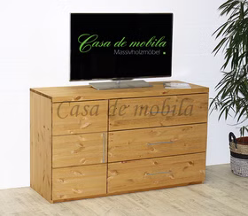 Kommode 135x80x48cm GLORIA Kiefernholz gelaugt geölt GLORIA Fernsehkommode mit 1 tür und 3 schubladen Kiefer massiv gelaugt geölt casademobila Goslar