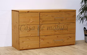 Kommode 135x80x48cm GLORIA Kiefernholz gelaugt geölt Vollholz Sideboard mit 1 tür und 3 schubladen GLORIA Kiefer massiv gelaugt geölt casademobila Goslar