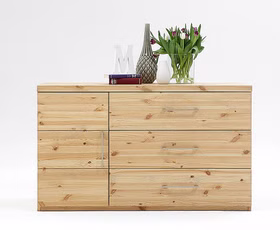 Kommode 135x80x48cm GLORIA Kiefernholz gelaugt geölt Wäschekommode 1 tür, 3 Schubladen 135x80x48cm GLORIA Kiefer massiv gelaugt geölt casademobila Goslar