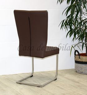 Freischwinger 48x101x57cm MARK3 Leder Espresso Beine Edelstahl gebürstet