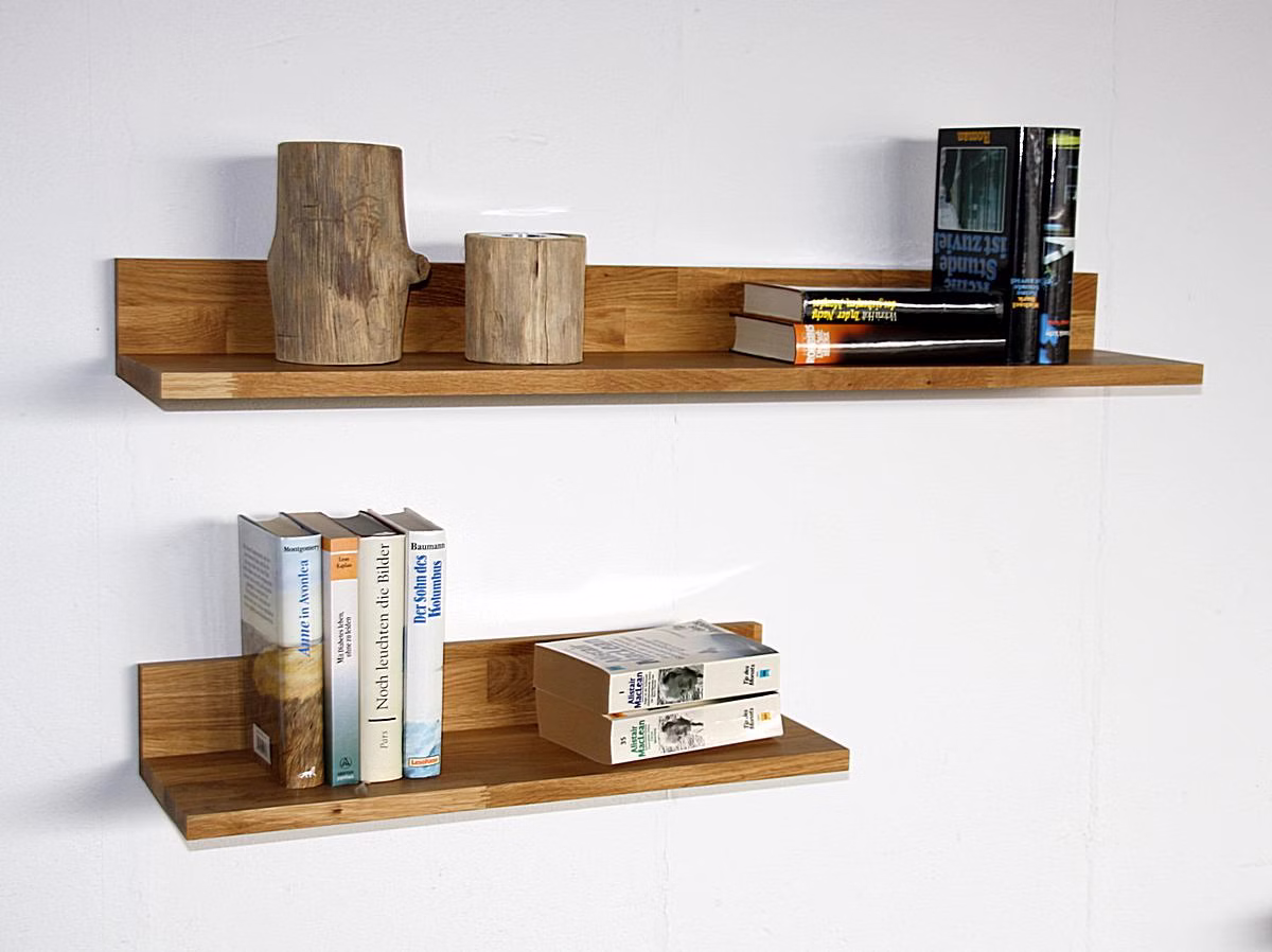 Wandboard 60x10x20cm KOMBI Wildeiche massiv geölt Hängende-regale 60x10x20cm KOMBI Wildeiche massiv natur geölt Casa de mobila Goslar