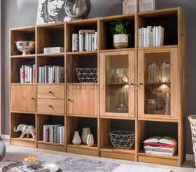 Bücherregal halbhoch GRIT 225x164x34cm Wildeiche massiv geölt Casa de mobila Goslar