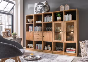 Büroschrank halbhoch GRIT 225x164x34cm Wildeiche massiv geölt Casa de mobila Goslar