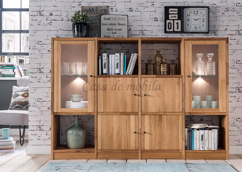 Highboard GRIT 181x125x34cm Wildeiche massiv natur geölt Casa de mobila Goslar