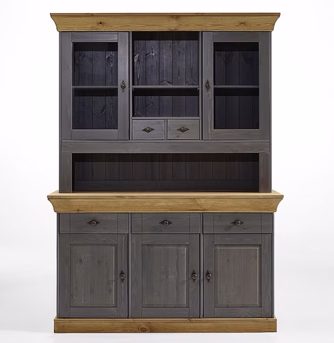 Buffetaufsatz 143x112x32cm BERGEN Kiefer 2farbig grau / gelaugt geölt Buffetaufsatz 143x112x32cm BERGEN Kiefer 2farbig grau / gelaugt geölt