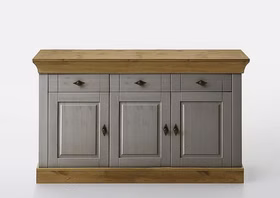 Sideboard 143x85x45cm BERGEN Kiefer 2farbig grau / gelaugt geölt