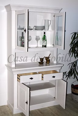 Buffetschrank 108x197x45cm BERGEN Kiefer weiß lasiert Massivholz Küchenschrank schmal landhausstil BERGEN Kiefer massiv weiß casademobila Goslar