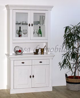 Buffetschrank 108x197x45cm BERGEN Kiefer weiß lasiert Massivholz Buffet schmal landhausstil BERGEN Kiefer massiv weiß casademobila Goslar