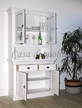 Buffetschrank 108x197x45cm BERGEN Kiefer weiß lasiert schmaler buffetschrank landhausstil BERGEN Kiefer massiv weiß casademobila Goslar