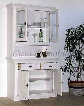Buffetschrank 108x197x45cm BERGEN Kiefer weiß lasiert Massivholz Küchenbuffet schmal landhaus BERGEN Kiefer massiv weiß casademobila Goslar