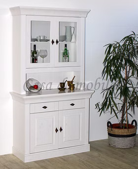 Buffetschrank 108x197x45cm BERGEN Kiefer weiß lasiert Massivholz Buffetschrank landhaus 108x197x45cm BERGEN Kiefer massiv weiß lasiert