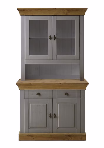 Küchenschrank 108x197x45cm BERGEN Kiefer massiv grau gelaugt geölt Casa de mobila Goslar