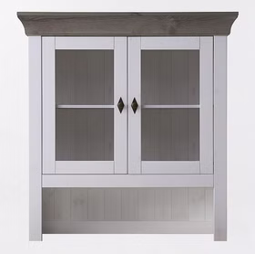 Buffetschrank 108x197x45cm BERGEN Kiefer weiß / grau lackiert Buffet-Aufsatz schmal BERGEN Kiefer massiv weiß grau farben lasiert Casa de mobila Goslar