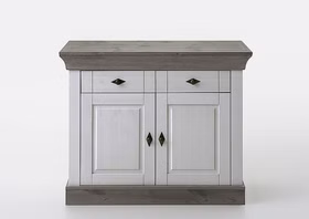 Buffetschrank 108x197x45cm BERGEN Kiefer weiß / grau lackiert Buffet-unterschrank schmal BERGEN Kiefer massiv weiß grau farben lasiert Casa de mobila Goslar