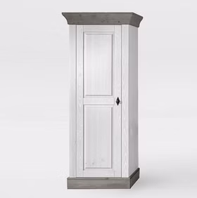Geschirrschrank 65x163x45cm BERGEN Kiefer massiv weiß / grau lackiert Wohnzimmerschrank landhaus schmal BERGEN Kiefer 2farbig weiß / grau lackiert Casa de mobila Goslar