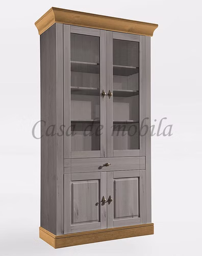 Vitrine mit Schublade 108x202x45cm BERGEN Kiefer massiv grau / gelaugt geölt Casa de mobila Goslar Vitrine mit Schublade 108x202x45cm BERGEN Kiefer massiv grau / gelaugt geölt Casa de mobila Goslar