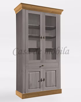 Vitrine mit Schublade 108x202x45cm BERGEN Kiefer massiv grau / gelaugt geölt Casa de mobila Goslar Vitrine mit Schublade 108x202x45cm BERGEN Kiefer massiv grau / gelaugt geölt Casa de mobila Goslar
