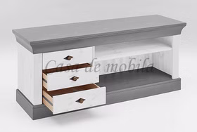 Fernsehkommode Bergen 143x59x45cm Kiefernholz weiß / grau lackiert Casa de mobila Goslar Fernsehkommode Bergen 143x59x45cm Kiefernholz weiß / grau lackiert Casa de mobila Goslar