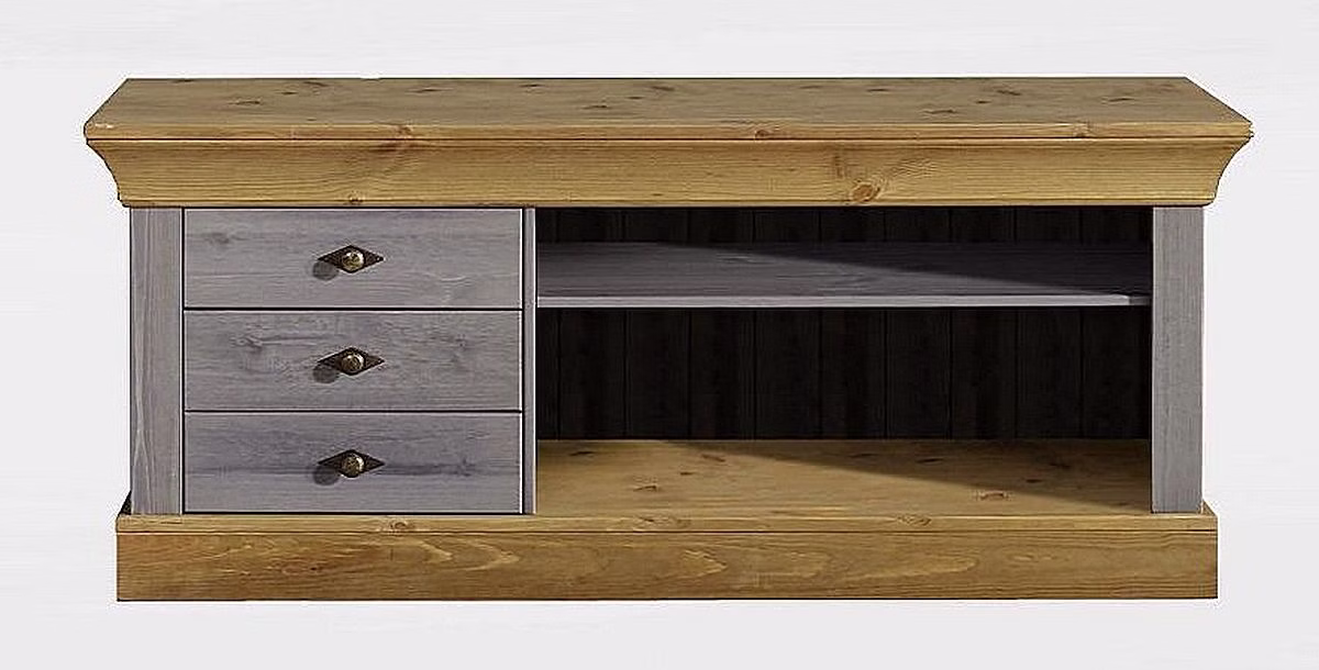 Wohnwand details TV-Kommode BERGEN Kiefernholz 2farbig grau lasiert / gelaugt geölt Wohnwand details TV-Kommode BERGEN Kiefer 2farbig grau lasiert / gelaugt geölt Casa de mobila Goslar