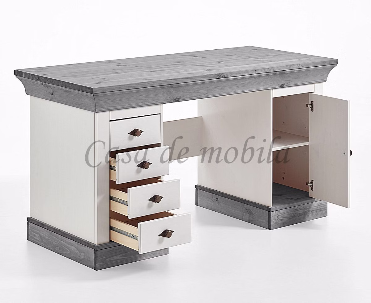 Schreibtisch 143x77x65cm BERGEN Kiefer 2farbig weiß / grau lasiert Schreibtisch 143x77x65cm BERGEN Kiefer 2farbig weiß / grau lasiert