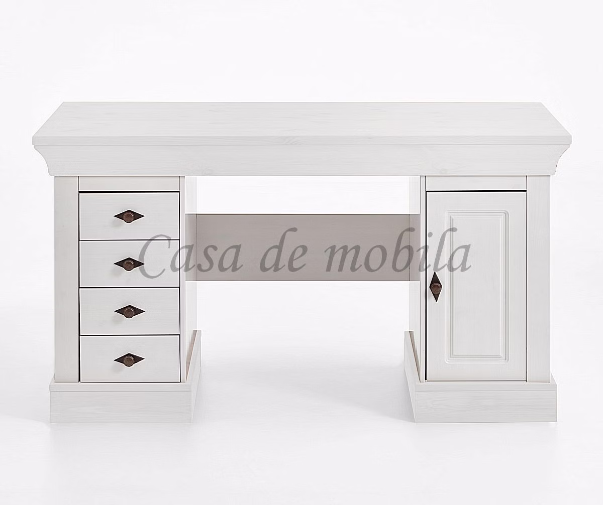 Schreibtisch 143x77x65cm BERGEN Kiefer massiv weiß lasiert Schreibtisch 143x77x65cm BERGEN Kiefer massiv weiß lasiert