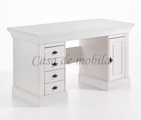 Schreibtisch 143x77x65cm BERGEN Kiefer massiv weiß lasiert