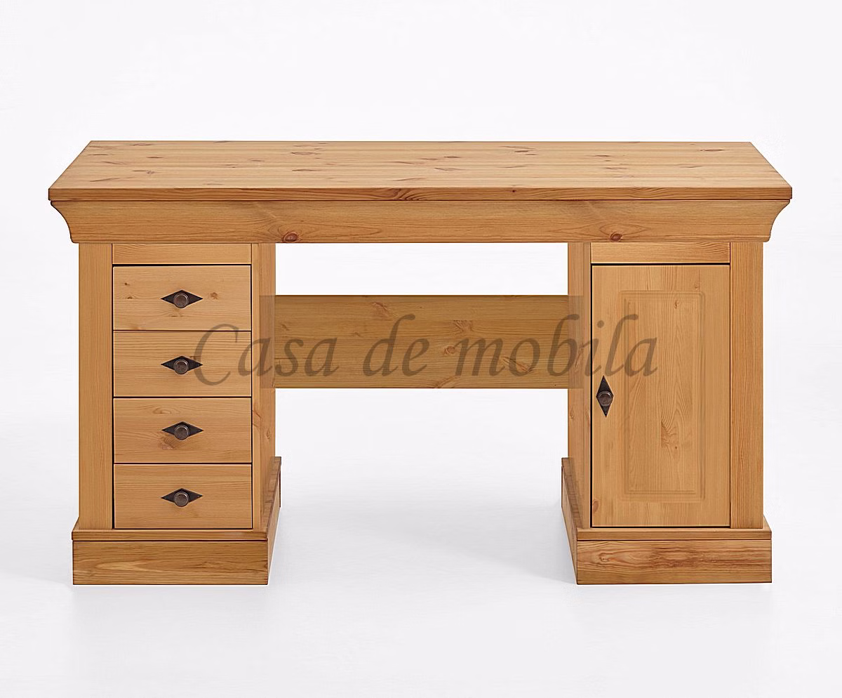 Schreibtisch Groß 143x77x65cm BERGEN Kiefer massiv Massivholz PC-tisch landhaus 143x77x65cm gelaugt geölt oder Bernsteinfarben lackiert Kiefer massiv Casa de mobila Goslar