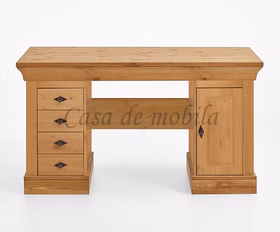 Massivholz PC-tisch landhaus 143x77x65cm gelaugt geölt oder Bernsteinfarben lackiert Kiefer massiv Casa de mobila Goslar
