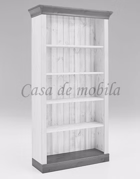 Massivholz Büroregal landhaus 108x202x38cm BERGEN Kiefer massiv weiß grau lackiert, 113 wss/gra Casa de mobila Goslar Massivholz Büroregal landhaus 108x202x38cm BERGEN Kiefer massiv weiß grau lackiert, 113 wss/gra Casa de mobila Goslar