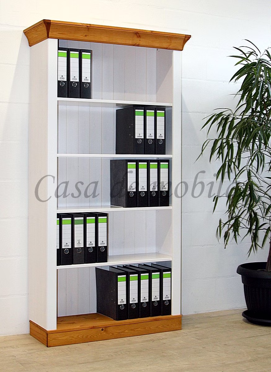 Massivholz Bücherregal 108x202x38cm BERGEN Kiefer massiv weiß gelaugt geölt oder Bernsteinfarben Casa de mobila Goslar Massivholz Bücherregal 108x202x38cm BERGEN Kiefer massiv weiß gelaugt geölt oder Bernsteinfarben Casa de mobila Goslar