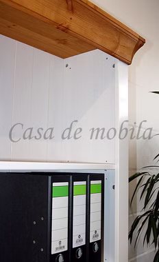 Massivholz Büroregal landhaus 108x202x38cm BERGEN Kiefer massiv weiß gelaugt geölt Casa de mobila Goslar