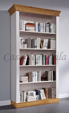 Massivholz Bücherregal 108x202x38cm BERGEN Kiefer massiv weiß gelaugt geölt oder Bernsteinfarben Casa de mobila Goslar