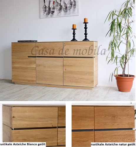 Anrichte 3 türig 181x92x42cm ACERRO Asteiche geölt Acerro Sideboard 3 türig rustikale Asteiche massiv natur oder bianco geölt casademobila Goslar wimmer wohnkollektionen