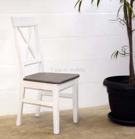 Stuhl 45x94x43cm BERGEN Kiefer massiv 2farbig weiß / grau lasiert Stuhl 45x94x43cm BERGEN Kiefer massiv 2farbig weiß / grau lasiert
