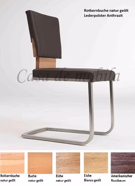 Schwing-Stuhl 47x87x56cm SIRO Massivholz Lederpolster Schwing-Stuhl 47x87x56cm SIRO Massivholz Lederpolster