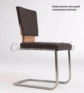 Schwing-Stuhl 47x87x56cm SIRO Massivholz Lederpolster Schwing-Stuhl 47x87x56cm SIRO Massivholz Lederpolster