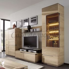 Vitrine 60x206x42cm ACERRO rustikale Asteiche massiv geölt
