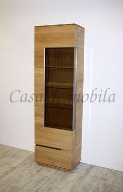 Vitrine 60x206x42cm ACERRO rustikale Asteiche massiv geölt