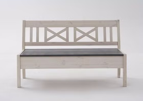 Truhenbank 148x93x46cm ohne Armlehne Kiefer massiv 2farbig weiß /grau lasiert Truhenbank 148x93x46cm ohne Armlehne Kiefer massiv 2farbig weiß /grau lasiert
