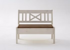 Kleinere bank mit Stauraum 105x93x46cm FJORD weiß bernsteinfarben lackiert Kiefer massiv bei Casademobila Goslar