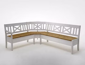 Eckbank 213x93x170cm FJORD Kiefer weiß lasiert gelaugt geölt Eckbank mit stauraum 213x93x170cm FJORD Kiefer massiv weiß lasiert / gelaugt geölt Casa de mobila Goslar