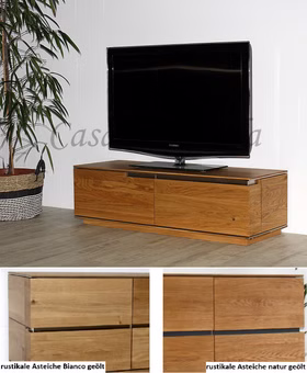 TV-Lowboard 121x35x42cm ACERRO Eichenholz TV-Lowboard ACERRO 121x35x42cm rustikale Asteiche Natur oder weiß Bianco geölt