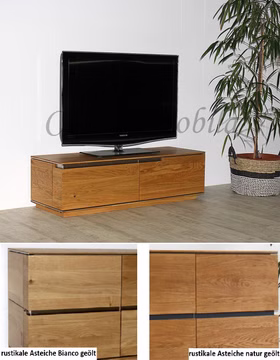 TV-Lowboard 121x35x42cm ACERRO rustikale Asteiche massiv