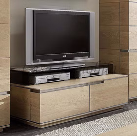 TV-Lowboard, 2 Schubladen 121x35x56 cm ACERRO Asteiche massiv TV-Lowboard mit 2 Schubladen 121x35x56cm ACERRO Asteiche massiv weiß Bianco geölt Casa de mobila Goslar