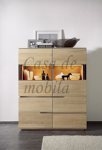 78.AC-76165 rustikale Asteiche natur oder Bianco geölt Highboard Eckglasfüllung Massivholz 78.AC-76165 rustikale Asteiche natur oder Bianco geölt Highboard mit Glaseinsatztür Massivholz