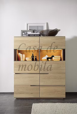 78.AC-76165 rustikale Asteiche natur oder Bianco geölt Highboard Eckglasfüllung Massivholz 78.AC-76165 rustikale Asteiche natur oder Bianco geölt Highboard mit Glaseinsatztür Massivholz